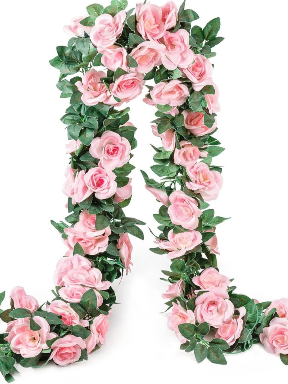 2 Pack Artificial Pink Rose Garland Vine